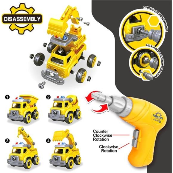 4in1 Take Apart Car Toys for Boys,DIY Engineering Construction Truck Toy Vehicle - Picture 2 of 8